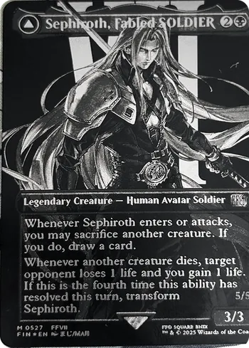 Engraved black steel card: Sephiroth, Fabled SOLDIER